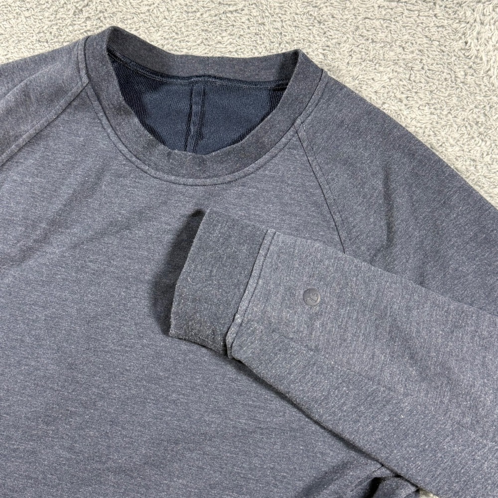 Lululemon City Sweat Crew Mens Medium Blue Pullover Hidden Pocket Performance